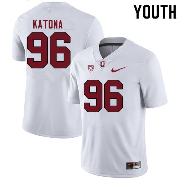 Youth #96 Jacob Katona Stanford Cardinal College Football Jerseys Sale-White - Click Image to Close